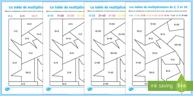 Coloriage magique: Table x 5