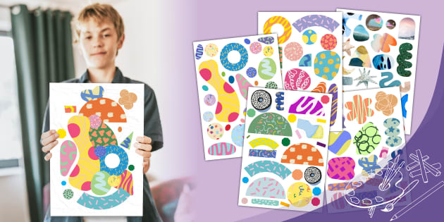 Geometric Shapes and Patterns Mindful Collage Activity Pack