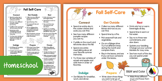 Fall Family Self-Care for Families - Twinkl