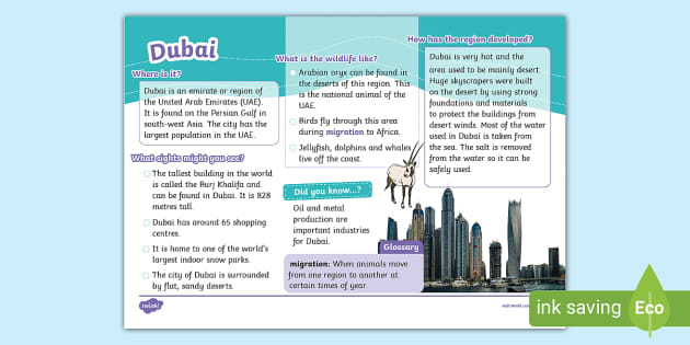 Dubai Fact File - Twinkl - KS1 (teacher made) - Twinkl