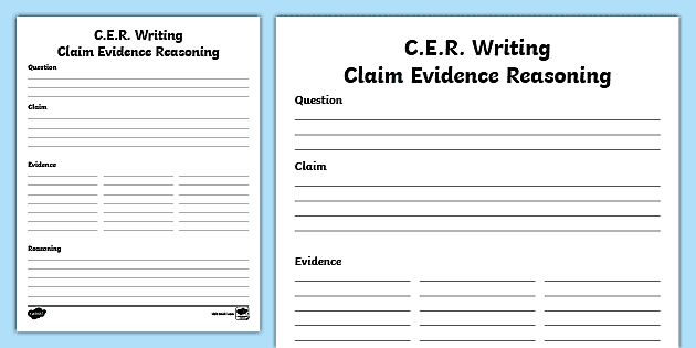 Claim Evidence Reasoning (C.E.R) Writing Activity - Twinkl