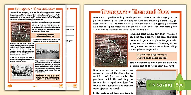 transport reading comprehension activity teacher made