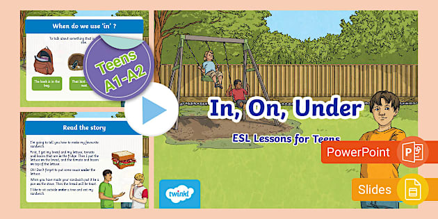ESL In On Under PPT for Teens (Teacher-Made) - Twinkl