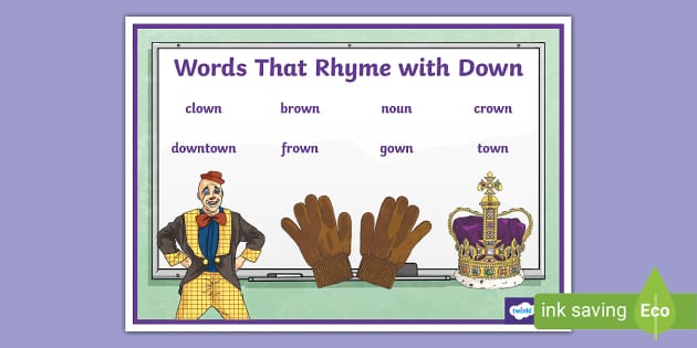 Words That Rhyme with Down Word Mat (teacher made) - Twinkl