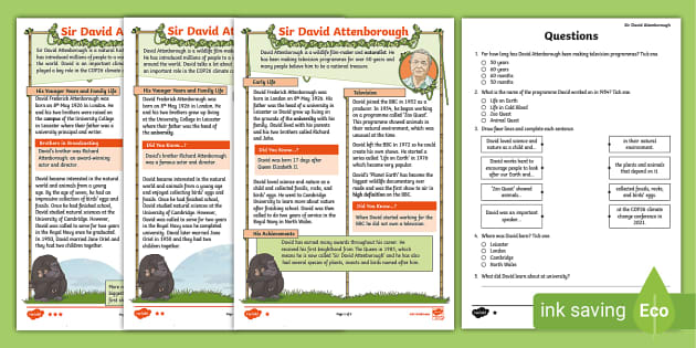 Lks2 David Attenborough Differentiated Reading Comprehension