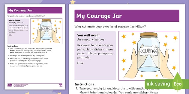 The Making of Milton My Jar of Courage Worksheet / Worksheet