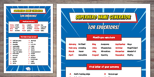 undertøj En skønne dag Modtager Superhero Name Generator For Educators | Twinkl Party