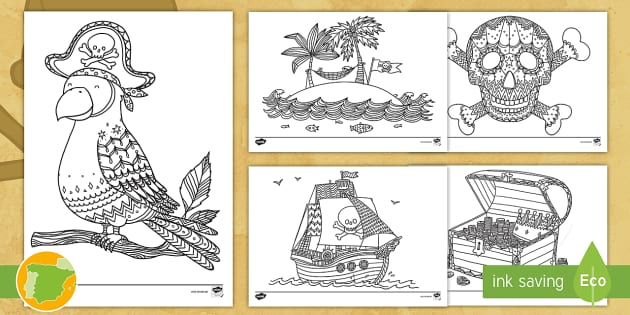 Hojas de colorear: Dibujos sobre los piratas para Infantil