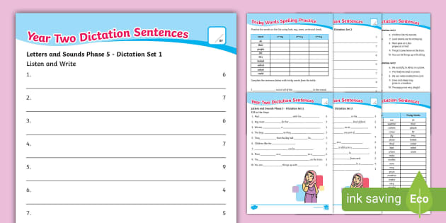 Year Two Dictation Sentences Assessment Pack teacher Made 