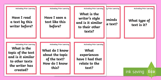 Activating Prior Knowledge Thought Prompt Discussion Cards