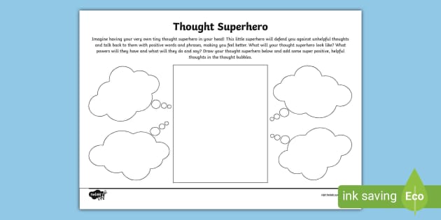 Positive Thinking Thought Superhero Activity Sheet - Twinkl