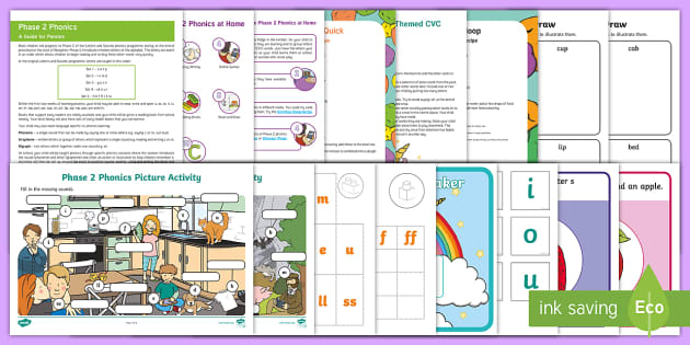 10 Ways to Practise Phase 2 Phonics at Home Resource Pack