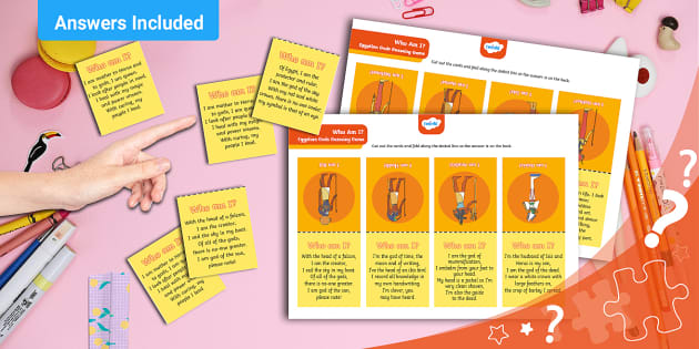 Who Am I? Egyptian Gods Guessing Game Cards - Twinkl - Kids