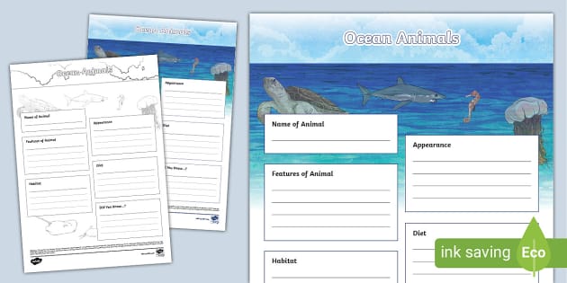 Ocean Animal Fact File Template (teacher made) - Twinkl