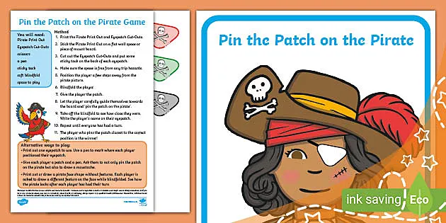 Party Games for Boys Pin the Patch on the Pirate Printable 