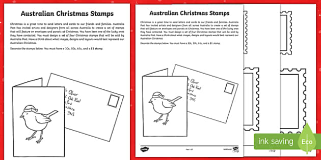 Australian Christmas Stamps Worksheet / Worksheet-Australia