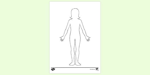 FREE! - Female Body Drawing Outline Colouring Sheet - Twinkl