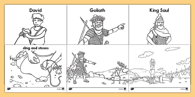 David and Goliath Coloring Pages - Twinkl