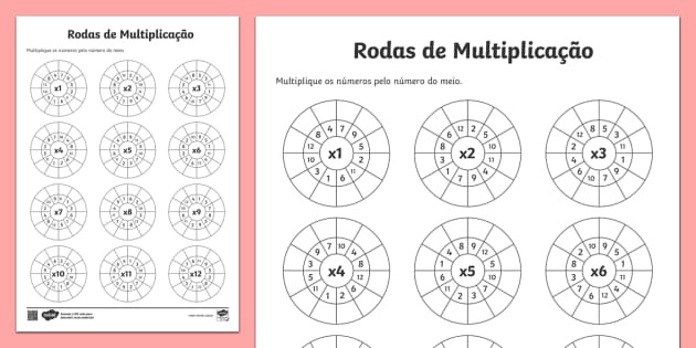 Tabuada Para Imprimir: Com Resultados. Contas de Multiplicação do 1 ao 9.  Material Didatico Para Professores, Pais e Alunos.