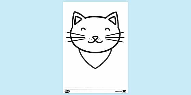Cute Cat Face Colouring Sheet | Colouring Pages for Kids