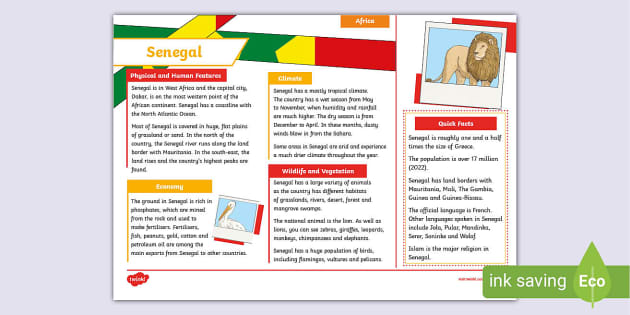 Senegal Fact File Africa Geography KS2 (teacher made)