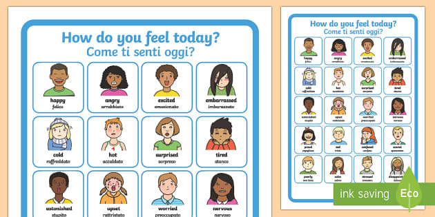 How Do You Feel Today? Emotions Chart English/Portuguese - How Do You Feel