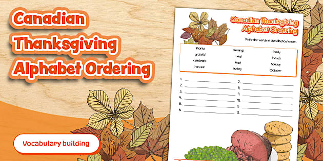 Canadian Thanksgiving Alphabet Ordering Worksheet