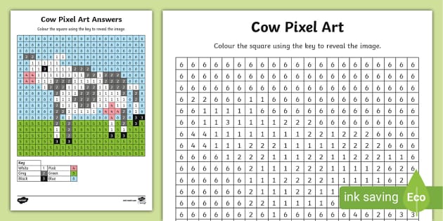 FREE! - Cow Pixel Art Template - Twinkl