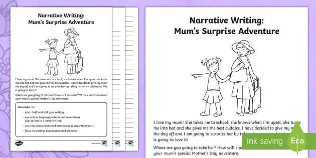 Mum S Surprise Adventure Narrative Writing Worksheet Worksheet