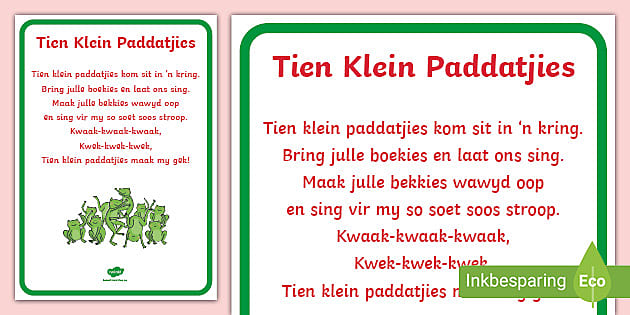Tien Klein Paddatjies Rympie Plakkaat Teacher Made Tien Klein Paddatjies Rympie Plakkaat Teacher Made