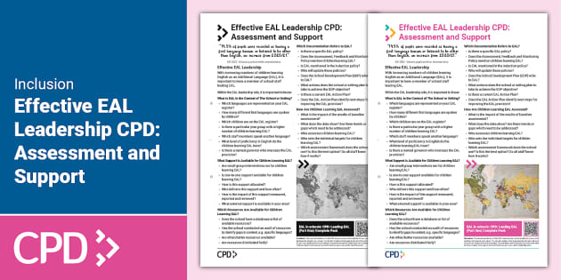 Effective EAL Leadership CPD: Assessment and Support