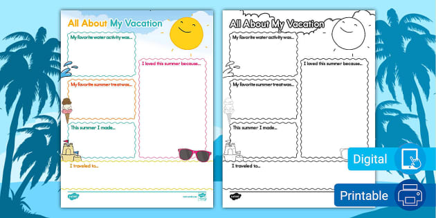all about my summer vacation writing activity teacher made