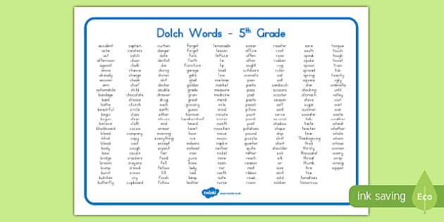 Dolch Words Fifth Grade Word Mat Hecho Por Educadores 