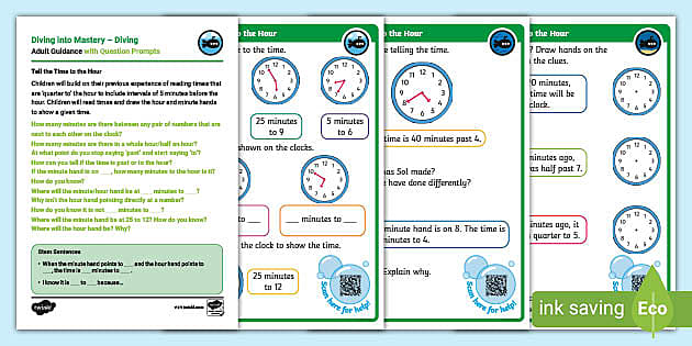 👉 Y2 Diving into Mastery: Step 4 Tell the Time to the Hour