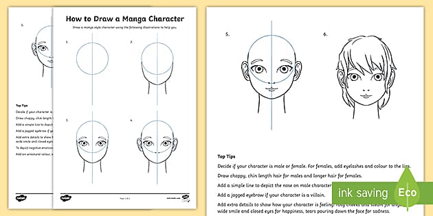 How to Draw a Manga Kid Face in Front View 