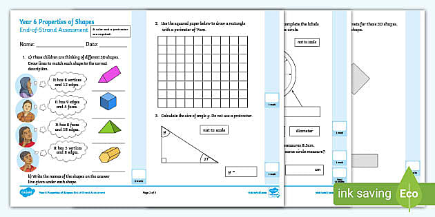 👉 Year 6 Properties of Shapes End-of-Strand Assessment