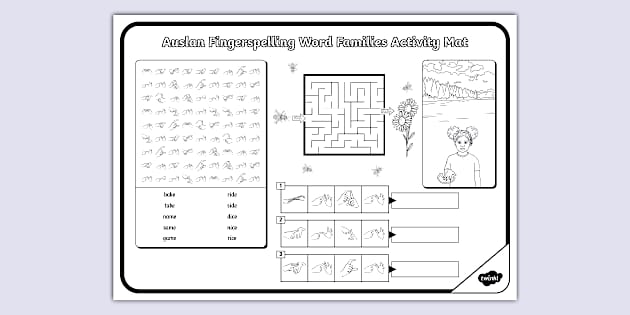 Auslan Fingerspelling Word Families Activity Mat - Twinkl
