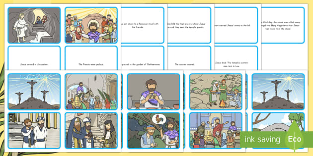 Easter Story Matching Sequencing Cards - easter, Jesus, Bible