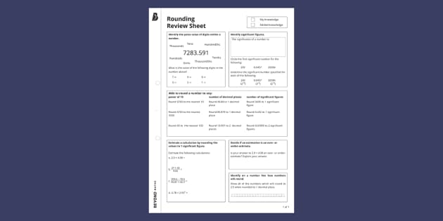 👉 Rounding Review Sheet (teacher made) Twinkl
