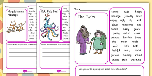 Roald Dahl Character Description Examples | Primary Exercise