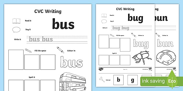 CVC Writing Word Worksheet / Worksheet Pack U (Teacher-Made)