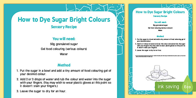 How to Dye Sugar Bright Colours Recipe (teacher made)