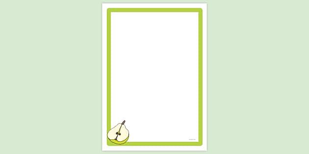 Simple Blank Half a Pear Page Border | Page Borders | Twinkl