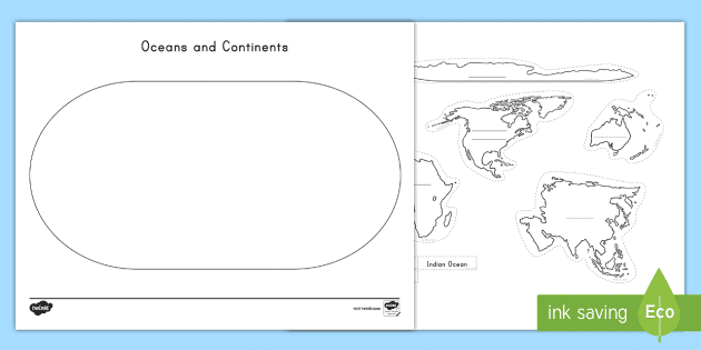 blank map of the world continents to label