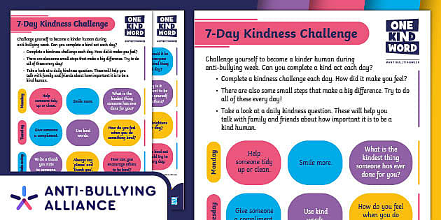 FREE! Anti-Bullying Week: 7-Day Kindness Challenge (Ages 5 7)