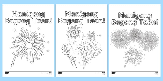 FREE! - Manigong Bagong Taon Coloring Sheet | Philippines | Twinkl