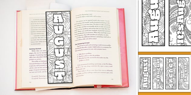 August Colouring Bookmarks | Twinkl Party (teacher made)