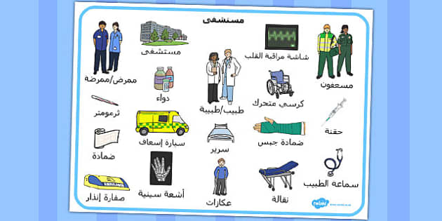 بساط كلمات المستشفى مفردات في المستشفى