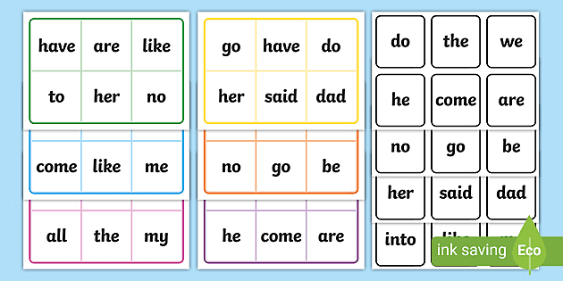 Handmade For EYFS/year 1 Children Phase 2 And Phase 3 Tricky Word Phonics Bingo 