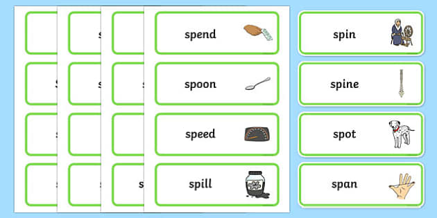 Sp Words Phonics Cards 